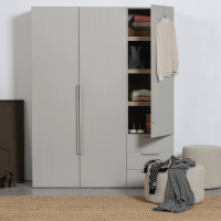 Rens 2-deurs wandkast 110 cm notenhout kiezelgrijs van het woonmerk Woood