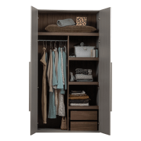 Rens 2-deurs wandkast 110 cm notenhout kiezelgrijs van het woonmerk Woood