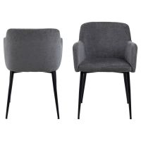 Nøra Lima armstoel | zwart metaal onderstel | stof Danny - donkergrijs