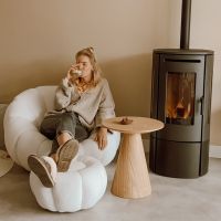 DS4U Olivia fauteuil teddy wit (incl. hocker) - Showroommodel