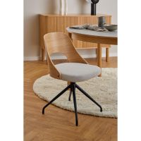 Nøra Hushy draaistoel | zwart metaal onderstel | stof Apia/naturel oak - beige