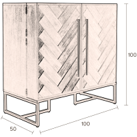Dutchbone Class wandkast 50x100x100 cm bruin/goud