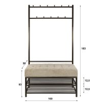 Fraaai Odell garderobe bank 6+5 haken - bruin