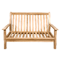 Teak loungebank teak 124cm + kussen