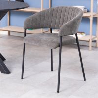 Eira armstoel | zwart metaal onderstel | stof Danny - donkergrijs