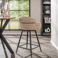 Enzo barstoel draaibaar bouclé - zand