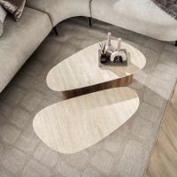 Dexter salontafel set van 2 driehoekige poot - mdf/keramiek travertine