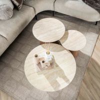 Fraaai Dexter salontafel set van 3 tapse poot - mdf/keramiek travertine