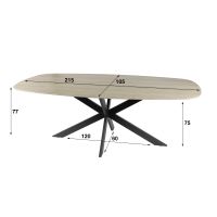 Dexter eetkamertafel 215 cm - creme