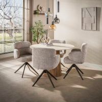 Fraaai Dexter eettafel rond ø120cm - 3D keramiek travertin