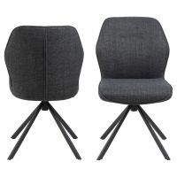 Mysa draaibare eetkamerstoel | zwart metaal onderstel | stof Basel - donkergrijs