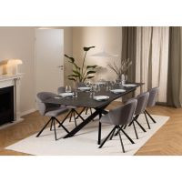 Nøra Orix draaistoel | zwart metaal onderstel | stof Basel - lichtgrijs/bruin