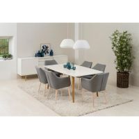 Nøra Lilie armstoel | wit oak onderstel | stof Corsica - lichtgrijs