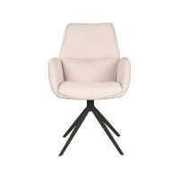 Label51 Mellow eetkamerstoel bouclé naturel - zwarte onderstel