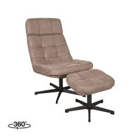 Label51 Alvar fauteuil micro suede + hocker - taupe