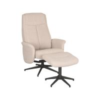 Bergen draaibare fauteuil bouclé - naturel + hocker