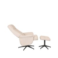 Bergen draaibare fauteuil bouclé - naturel + hocker