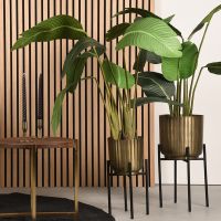 Set Plantenstandaard - antiek goud