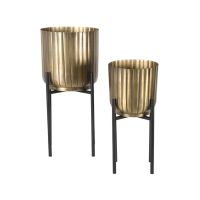 Set Plantenstandaard - antiek goud