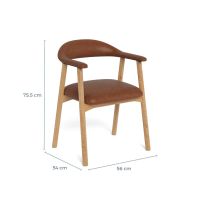 Lykke armstoel | naturel oak onderstel | PU retro - cognac