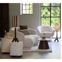 Light & Living Okato bijzettafel 45x45x35 cm - crème+hout bruin