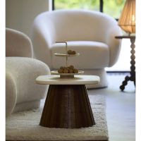 Light & Living Okato bijzettafel 45x45x35 cm - crème+hout bruin