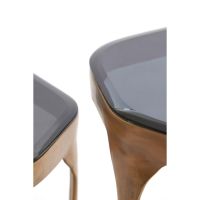 Avi bijzettafel set van 2 glas - smoke+antiek brons