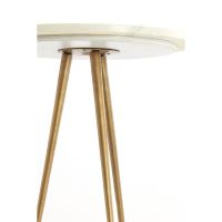 Prato bijzettafel set van 2 ø43x53 cm marmer - wit+antiek brons