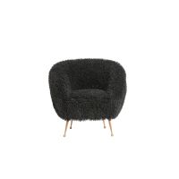 Light & Living Orvion fauteuil furry - zwart+brons