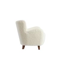Vreya fauteuil furry hout - crème+donkerbruin