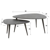 Fraaai Connie salontafel set van 2 peer vorm - zwart/bruin - OUTLET B