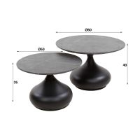 Fraaai Juno ronde salontafel - set van 2 - zwart