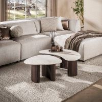 Fraaai Santana salontafel organisch set van 2 - 3D keramiek Taj Mahal