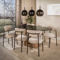 Fraaai Caruso eettafel Deens ovaal 215cm - brons glas