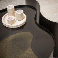 Fraaai Garth salontafel organisch set van 2 - 3D keramiek travertin