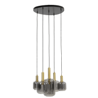 Lekar hanglamp Ø66 cm 5L antiek brons/smoke glas van het woonmerk Light & Living