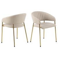 Nøra Eira armstoel | goud metaal onderstel | stof Basel - beige