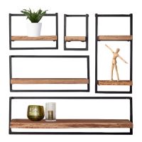 Woody metaal wandplank - bundel set van vijf 100x100 cm