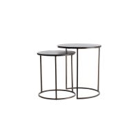Light & Living Talca bijzettafel set van 2 Ø41x46+Ø49x52 cm - donkerbruin