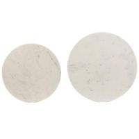 Light & Living Perlato bijzettafel set van 2 - marmer wit/antiek brons