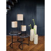 Light & Living Alfio bijzettafel set van 2 - bruin marmer/zwart