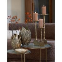 Light & Living Ferati ronde bijzettafels set van 2 - glas helder/goud