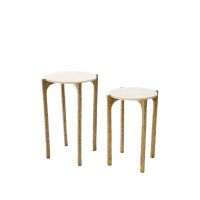 Light & Living Kanae bijzettafel set van 2 - travert zand/antiek brons