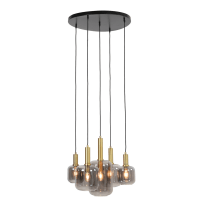 Lekar hanglamp Ø66 cm 5L antiek brons/smoke glas van het woonmerk Light & Living