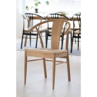 Nøra Leo armstoel | wit oak onderstel | paper plaits - naturel