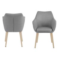 Nøra Lilie armstoel | wit oak onderstel | stof Corsica - lichtgrijs