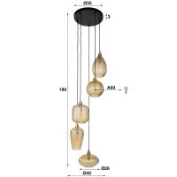 Fraaai Holly hanglamp 5L getrapt - amberkleurig glas
