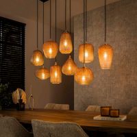 Fraaai Summer hanglamp 5+4 dot patroon - amberkleurig glas