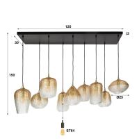 Fraaai Summer hanglamp 5+4 dot patroon - amberkleurig glas