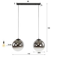 Fraaai Mathew hanglamp 2L - zwart